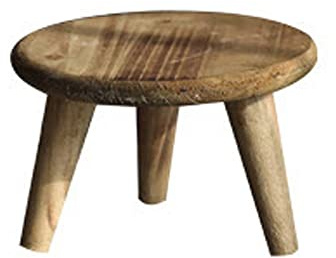 Mini-Holzhocker-Ausstellungsständer, Runder Hocker-Bonsai-Halter, Vintage-Holz-Pflanzenständer, Blumentopfhalter für Zuhause, Balkon, Haus, Garten, Innen- und Außendekoration(M 23*23*16,5cm)