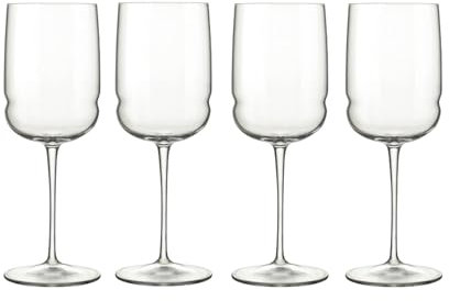 Luigi Bormioli Grandioso Sauvignon-/Riesling-Weingläser, 354 ml, Titanverstärkter Stiel, aus SON-Hyx-Kristall, gewundenes Design, Weißweinglas, spülmaschinenfest, hergestellt in Italien, 4 Stück