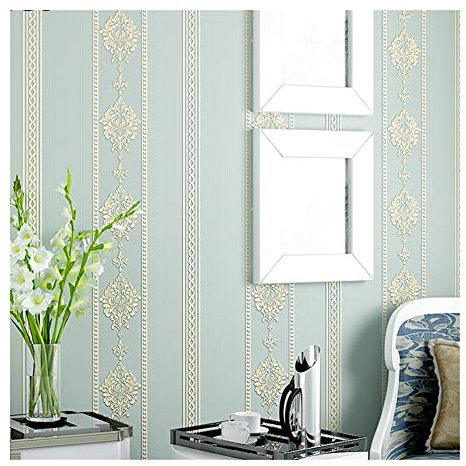Generic Tapete, 3D Wandpaneele Tapete Wandaufkleber Fein Gepresste Vertikale Streifen Tapete Vlies Selbstklebende Tapete Schlafzimmer Wohnzimmer Tapete/Blau/0.53 * 10M