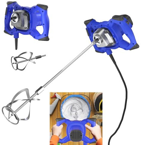 Betonmischer Mörtelrührer 2600W 230V, Elektrisch Rührwerk Rührgerät 6 Geschwindigkeit Einstellbar, 1700U/Min Quirl Mörtelrührer Rührgerät Mörtel, 2M Langes Kabel
