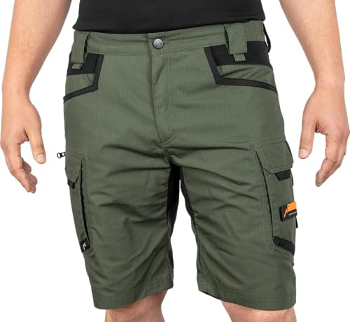 ACE Constructor Herren-Arbeitshose kurz - Männer-Arbeitshosen mit Cargo-Taschen & Stretch-Bund für den Sommer