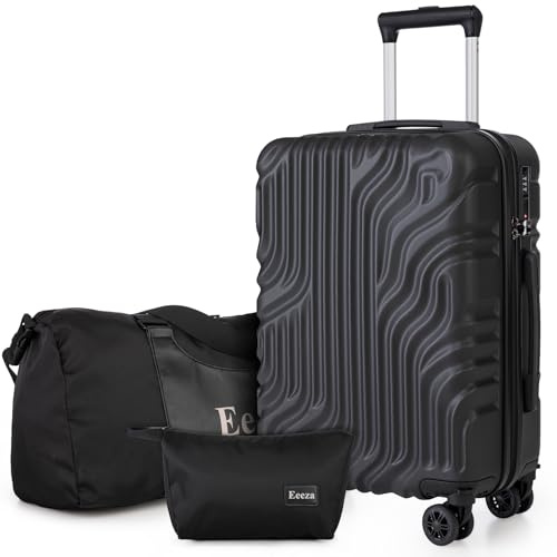Eeeza Carry On Luggage Se t 22x14x9 Airline Approved, 3 Piece 20 Inch Lightweight ABS Hardside Suitcases with Spinner Wheels and TSA Lock