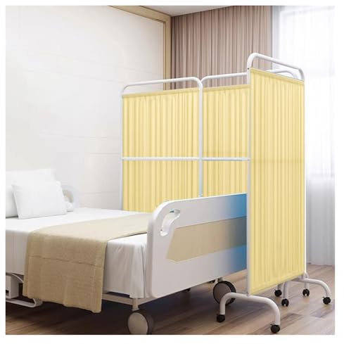 3-Panel Privacy Partition Screen on Wheels, Folding Medical Room Divider with Removable Nylon Silk Fabric, 5.9ft Tall Temporary Indoor Separador Wall for Studios / Nursing Homes / Exam Room / Massage