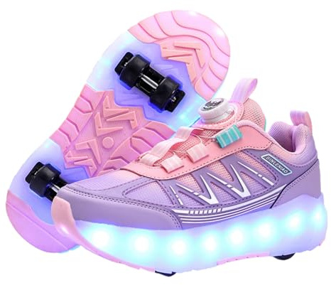Yummsion Chaussures à roulettes,Chaussures Roller pour Fille GarçOns,Basket Roulette Enfant,Chaussure A Roulette Fille,Chaussures à roulettes Enfant avec LumièRes LED,avec Recharge USB