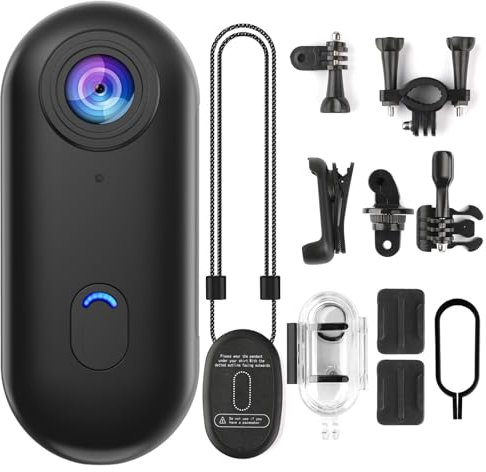 4K Mini Body Camera, Thumb POV Portable Body Cam Sports Action Camera Hands Free Waterproof Recording Wearable Camera Personal Camcorder Helmet Mounted Sports For Cycling, Motorcycle Vlogging (Black)