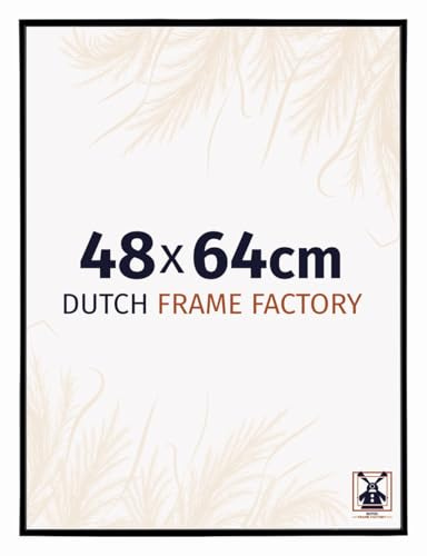 Dutch Frame Factory - Bilderrahmen 48x64 cm Schwarz Matt - Kunststoff | Antireflex-Acrylglas aus Kunststoff, Wandmontage, Geeignet für Fotos, Poster und Puzzles, Easy, Made in Holland