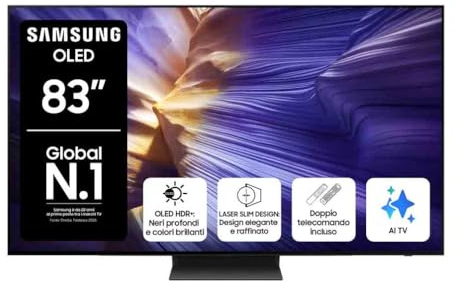 Samsung OLED 4K Vision AI Smart TV 83'' QE83S94FAEXZT, NQ4 AI Gen3 Processor, 4K AI Upscaling Pro, Motion Xcelerator 144Hz, Dolby Atmos & OTS Lite, LaserSlim Design, 2025