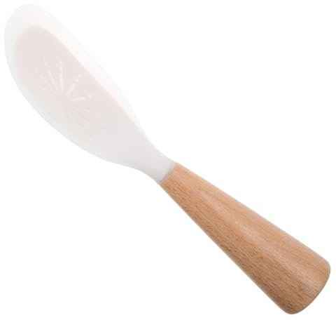IMIKEYA Cucharón De Silicona Antiadherente Con Mango De Madera Para Servir Arroz Ensaladas y Puré De Patatas Diseño De Almacenamiento Vertical