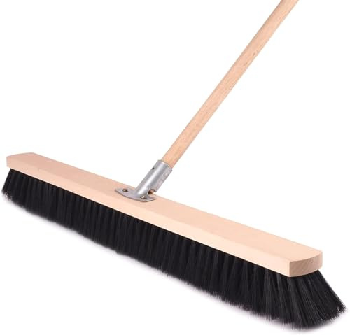 BAUSTER® Scopa robusta con manico da 120 cm, setole in nylon, scopa da strada, scopa industriale, interna e da giardino, diverse larghezze 300 – 1000 mm (scopa 700 mm + manico 120 cm)