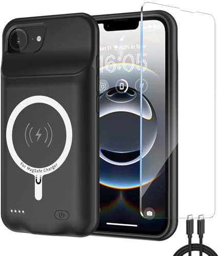 Fraternize Akku-Hülle für iPhone 16e, 10.000 mAh, magnetisch, kompatibel mit kabellosem Laden, Schutzhülle für Backup-Batterie, erweitertes Ladegerät