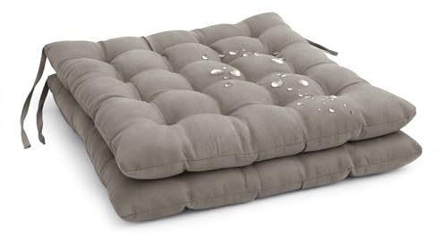 MANEMI Pack 2 Cojín para Silla 45x45x5 cm｜Repelente al Agua y fácil de Limpiar｜con Cintas de sujeción Uso Interior y Exterior｜Ideal para Comedor, terraza, jardín u Oficina