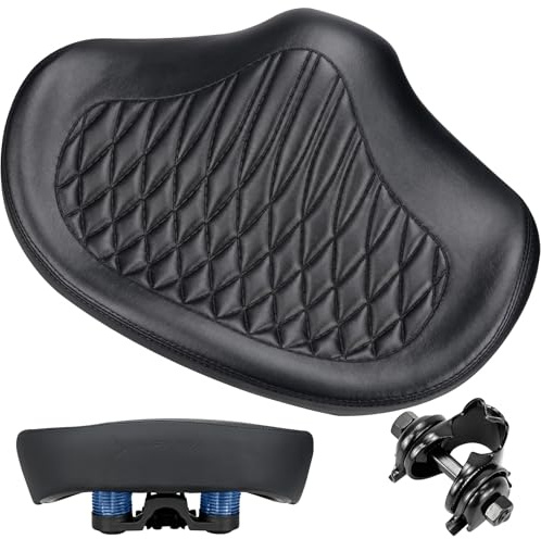 KOOOGEAR Comfortable Oversized Bike Seat,Memory Foam Padded, Extra Wide Bicycle Saddle, Ergonomic Replacement Cushion for Men Women Fits for Peloton,Cruiser,Mountain,Road,Exercise Bikes