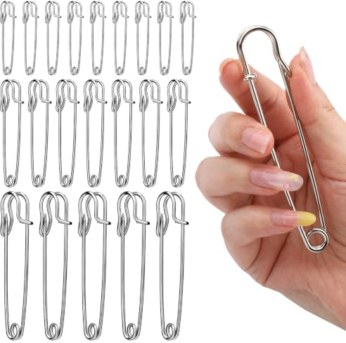 Deudy 20 Stück 3 Größen Extragroß Sicherheitsnadel Sicherheitsnadeln Set, Metall Sicherheitsnadeln verschiedenen größen für handarbeiten, Kleidung kunsthandwerk, schmuck und DIY Handwerk(50/75/100mm)