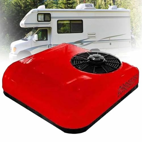 XYEJL Climatiseur 12V/24V CC,Climatiseur De Toit éLectrique Universel pour Camion De Camping-Car,Climatiseur De Camping-Car IntéGré Monté sur Le Dessus,Unité AC-Refroidissement,Red-12V