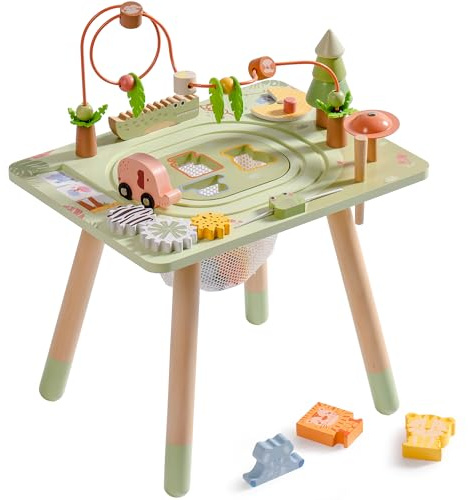 ROBUD Montessori Aktivitätstisch aus Holz, 10-in-1 Lernspielzeug für Kinder ab 18 Monaten, Eburtstag Weihnachten Geschenk
