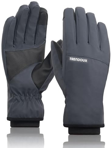 TRENDOUX Winter Waterproof Gloves, Thermal Ski Gloves with Touchscreen, Thick Fleece Lining, Windproof Elastic Cuff and Anti-Slip, Comfortable Insulated Glove for Men Women Cycling Running – Navy M