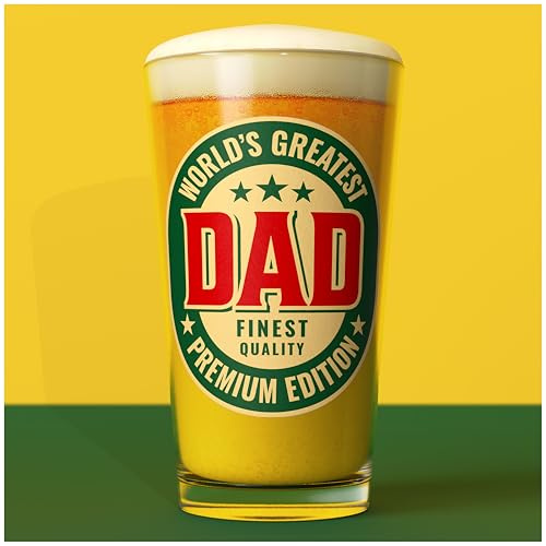 Insaxa Dad Gifts - World's Greatest Dad Beer Glass (1 Pint/570ml) Father's Day Gifts Presents for Birthday Gift for Christmas Pint Glass Gift