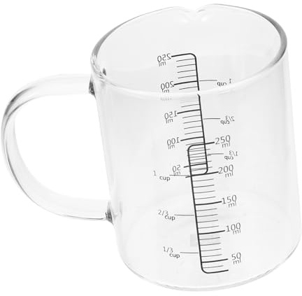 Misurino Graduato in Vetro 250ml con Manico per Cucina e Latte