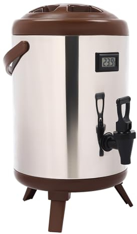 Thermoskanne Pumpkanne | Isolierter Getränkespender | 8L Edelstahl | 6-9h Wärmehaltung | Elektronisches Thermometer | Ideal für Partys, Camping & Büro | Kaffee, Tee, Saft