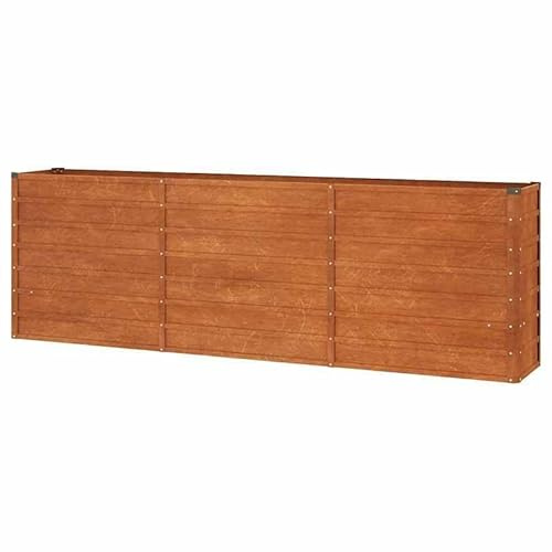 Aiuola rialzata in acciaio corten, 240 x 40 x 77 cm, per ortaggi e piante, effetto ruggine, resistente alle intemperie e durevole, ideale per la cura del giardino