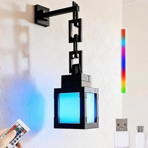 Neioaas Pixelated Nattlykta, 16 färger som ändras, hängande lampa, uppladdningsbar LED-lampa, vägg- och bordsdekoration för pojkar, flickor och vuxna, lekrum dekoration