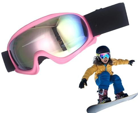Occhiali da sci per bambini, protezione UV, anti-appannamento, per snowboard, comodi e caldi, per bambini dai 3 ai 10 anni