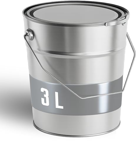 MANADATEC UN-zugelassener Metalleimer 3 L I Weißblech, Gefahrgutgeeignet & Stabil I Mit Deckel, Spannring & Griff I Konische Form I Ideal für Farben, Öle, Harze, Chemikalien, Müll, Lagerung UVM.