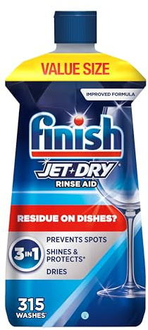Finish Jet-Dry Dishwasher Rinse Aid, Compatible with Dishwasher Detergent, Prevents Spots & Residues, Dries, Shine & Protects, 32 oz, 315 washes