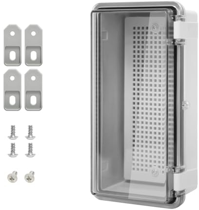 LMioEtool ABS Plastic Dustproof Waterproof IP65 Junction Box Hinged Shell Universal Electrical Project Enclosure Gray, with PC Transparent Clear Cover 7.9 x 3.9 x 2.8 inch (200 x 100 x 70mm)