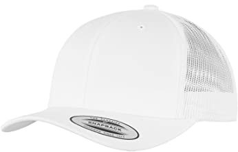Flexfit Unisex Retro Trucker Cap, Klassische Trucker Cap mit Mesh-Rückseite, Kids, White
