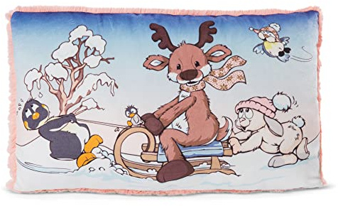 NICI Kuscheltierkissen Winter Friends 43 x 25 cm rechteckig I Kuschelkissen für Jungen, Mädchen & Babys I Flauschiges Plüschtier-Kissen – 48333
