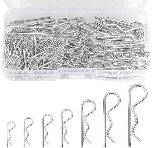 TTYSHIP® 130 Stück Splinte Sortiment, Edelstahl Federstecker mit Box, R Splint Sicherungssplint für Schlepper, Rasenmäher, Autos (7 Größen)