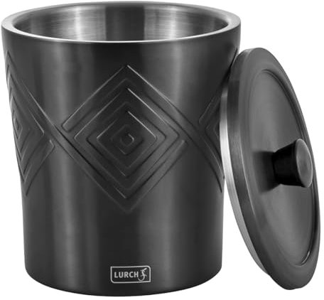 LURCH 240795 Eiskübel aus doppelwandigem Edelstahl zum kühl Halten von Eiswürfeln 1500ml Smokey Grey