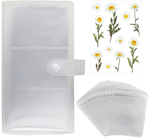 Organizzatore di gioielli trasparente 84 scomparti per carte con 50 tasche sigillate e adesivi per fiori, libro di immagazzinaggio di gioielli, adatto per bracciali, anelli, orecchini, ecc.