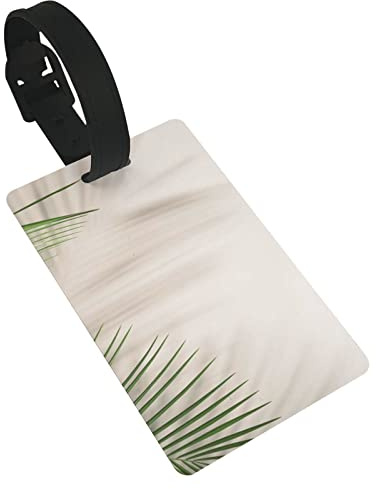 Feuille de palmier dattier tropical frais 2 pièces étiquettes de bagage, boucle d'étiquette d'identification de couverture de confidentialité et carte d'adresse pour valise de sac de voyage
