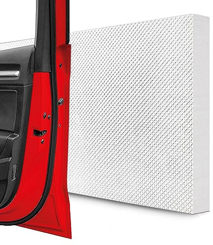 STRACKS® 4X Garagen Wandschutz je 40 x 20 x 2cm Extra Dicker Türschutz – Für Ihr Auto und die Garagenwand – Selbstklebender Türkantenschutz – 4er Set Karomuster, weiß
