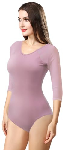 ROYAL SMEELA maillot danza ballet mujer body de baile Ballet malla Color sólido elástico sin espalda,leotardo body de danza ballet adulto body bailarina negro para mujer,maillot de ballet/danza