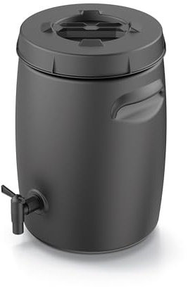 Fass zur Herstellung von organischem Dünger - 25 Liter - Kunststoff Dünger Tank 42 x 29 cm anthrazit - Kompost Behälter Düngerfass Flüssigdünger Jauche Herstellung aus Garten- und Wiesenpflanzen