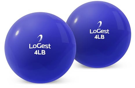 Logest Weighted Toning Exercise Balls Pair - Round Shape Medicine Ball - 1LB 2LB 3LB 4LB 5LB 6LB Available - Toning Muscle for Men & Women - Color-Coded Difficulty Levels (4LB - Pair)