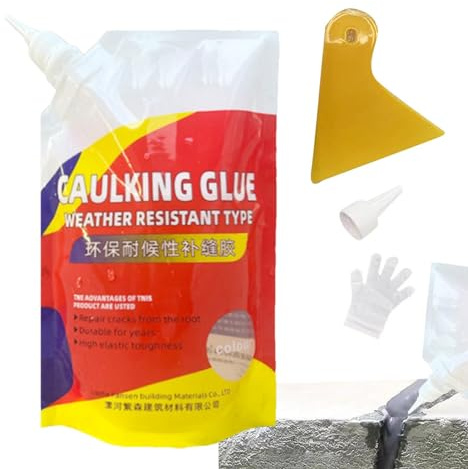 Rissfüller Betonreparatur, Betonrissfüller - Rissdichtmittel Betondichtmittel - Wasserfester Dichtungskleber, Beton-Dichtstoff, Zement-Rissversiegelung für Platten, Gehwege, Böden