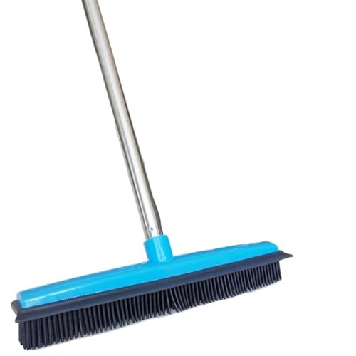 Outdoor Broom Brush Rubber Broom Hair Lint Removal Device Telescopic Bristles Clean Sweeper Squeegee Scratch Bristle Long Push Broom Soft(Blue)