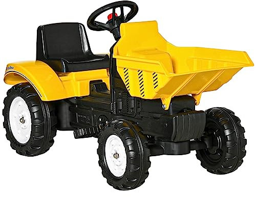 HOMCOM Ride on Tractor for Kids, No Power Pedal Go Kart Ride on Toy with Manual Control Bucket, Forward, Backword, for Aged 3-6 Years Old, Yellow