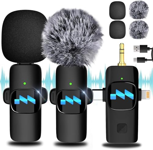 MLZTINGR Kabelloses Lavalier Mikrofon für Smartphones, Kameras und PCs – Hochwertiger Sound, Rauschunterdrückung, Einfach zu Bedienen, Tragbar für Vlogs und Interview (3 in 1 Grün)