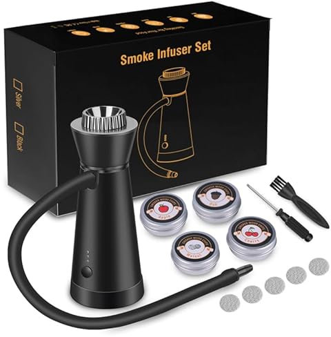 TKMARS Kaltrauchgenerator Smoke Gun mit 4 Flaschen Holzspänen Und 3 Geschwindigkeiten,Rauchgenerator Generator für Steak,Grills,BBQ,Cocktail