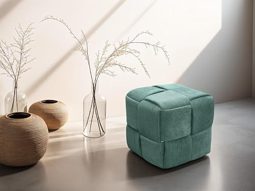 byLIVING Pouf URBAN, Cord dunkelgrün, B 40, H 40, T 40 cm, Bodenkissen | Hocker, Sitzhocker