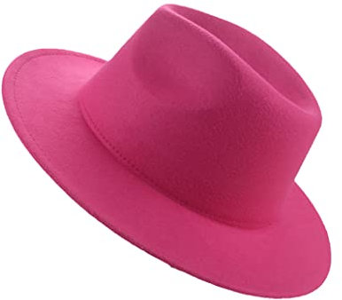 OLSKFUH Fedora-Hüte Für Damen, Schwarz/Weiß, Hip-Hop-Panama-Filzhüte Für Herren, Formelle Winterhüte Für Die Kirche Und Hochzeit,Rose Red-55-58cm