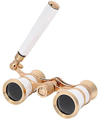 Fernglas, 3-fache Vergrößerung, Kompaktes, Leichtes Opernglas-Teleskop mit Griff für Frauen, bei Musikkonzerten, 6,5-mm-Austrittspupille, Zentraler Fokus, BAK-7-Prisma (White)