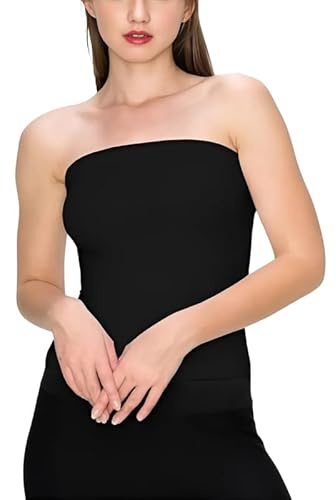 harlogistics Strapless Bandeau Bra Top for Women - Backless Boob Tube Fashion - Strapless Vest Crop Top for Girls - Summer Outfit Stretchy Comfortable Bra - Streetwear Tops foe Ladies (Black, S-M)