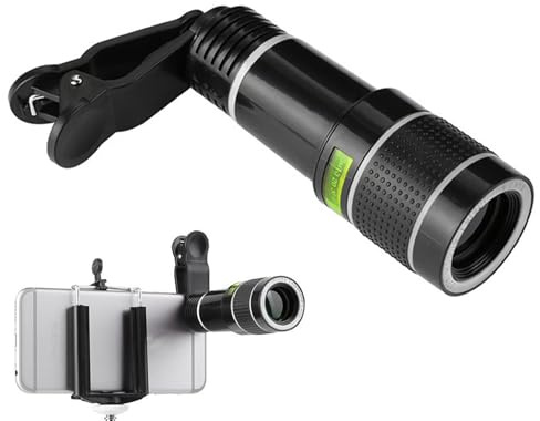 Teléfono Teléfono -lente -20x teléfono móvil cámara HD telescopio lente kit | Lente de zoom portátil con clip universal para teléfono para la mayoría de los teléfonos inteligentes, 50-200 metros de