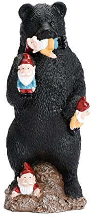 UPKOCH Statue Ours Noir Figurine De GNOME Extérieur Statue De GNOME Mangeur Ours Décor De Jardin Réaliste